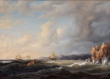 Bark Beating to Windward at Kullaberg, 1849. Creator: Markus Larsson