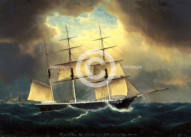 Bark Ship Eclipse, 1857. Creator: Franz Hunten.