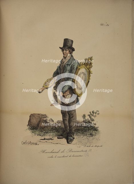 Barometer dealer. From the Series "Cris de Paris" (The Cries of Paris), 1815. Creator: Vernet, Carle (1758-1836).