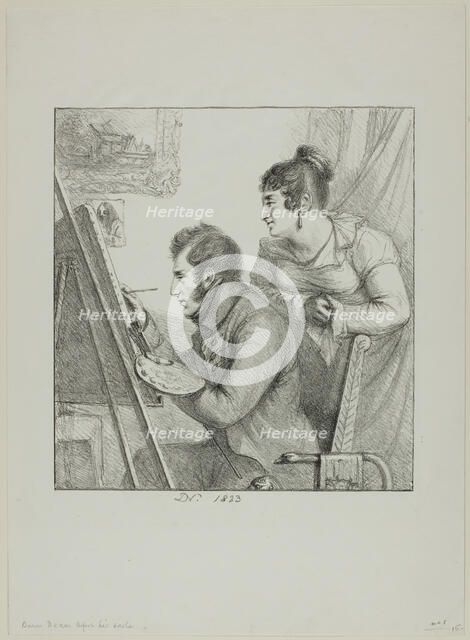 Baron Denon before his Easel, 1823. Creator: Vivant Denon.