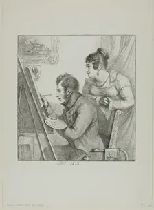 Baron Denon before his Easel, 1823. Creator: Vivant Denon