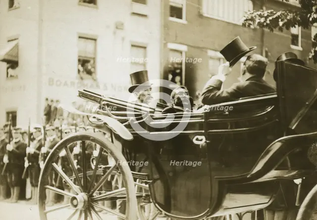 Baron Komura and Kogaro Takahira in carriage, 1905. Creator: Unknown.