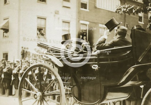 Baron Komura and Kogaro Takahira in carriage, 1905. Creator: Unknown.