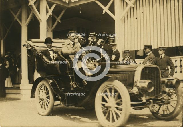 Baron Komura and Kogoro Takahira, sightseeing, 1905. Creator: Unknown.