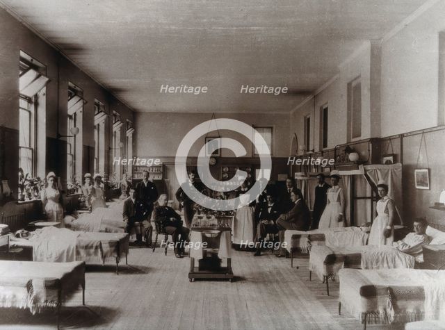 Baron Lister (seated) with his staff, Victoria ward, King's College Hospital, Lincoln's..., 1893. Creator: Unknown.