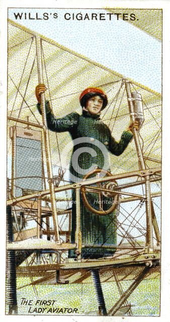 Baroness Raymonde Delaroche, first woman to hold pilot's licence, 1909. Artist: Unknown