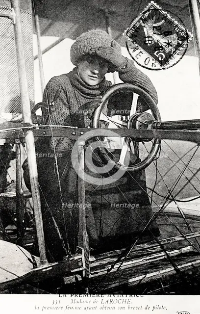 Baroness Raymonde Delaroche, French aviator, 1909. Creator: Unknown.