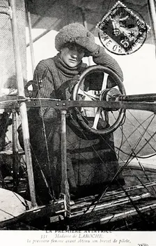 Baroness Raymonde Delaroche, French aviator, 1909. Creator: Unknown