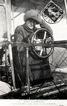 Baroness Raymonde Delaroche, French aviator, 1909. Creator: Unknown