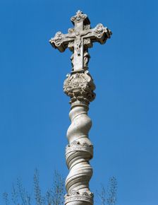 Baroque cross, central courtyard of the former Hospital de la Santa Creu, Barcelona, Spain, 1998. Creator: LTL
