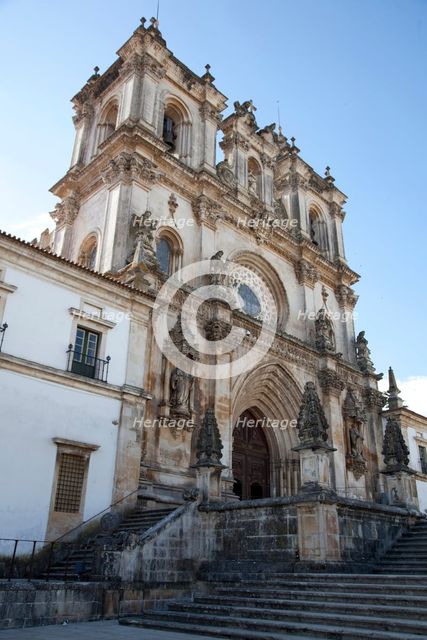 Baroque facade of the Monastery of Alcobaca, Alcobaca, Portugal, 2009.  Creator: Samuel Magal.