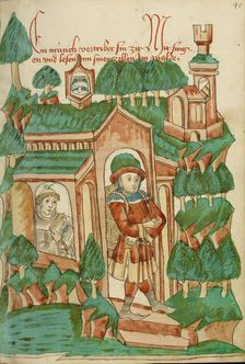 Barlaam Leaving the Hermitage; Barlaam und Josaphat, 1469. Creators: Hans Schilling, Diebolt Lauber