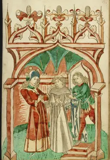 Barlaam Saying Farewell to Josaphat; Barlaam und Josaphat, 1469. Creators: Hans Schilling, Diebolt Lauber