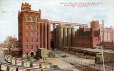Barley cleaning house and elevators, Anheuser-Busch brewing plant, St Louis, Missouri, USA, 1910