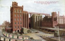 Barley cleaning house and elevators, Anheuser-Busch brewing plant, St Louis, Missouri, USA, 1910