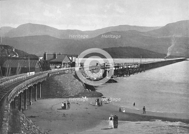 'Barmouth Bridge and Cader Idris', c1896. Artist: H Owen.