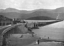 Barmouth Bridge and Cader Idris, c1900. Artist: H Owen