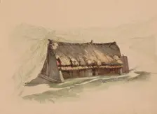 Barn with a thatched roof in a meadow, 1864-c. 1865. Creator: Maria Vos