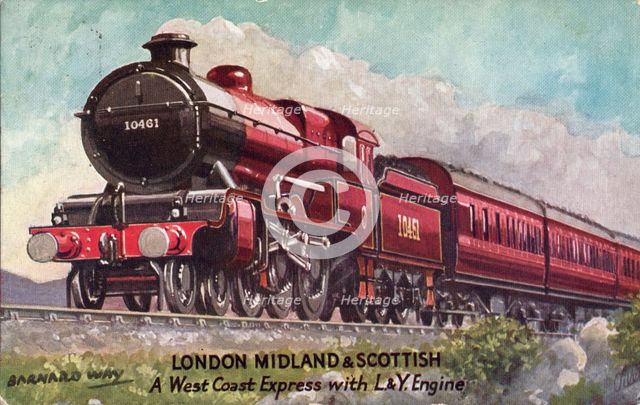Barnard Way - London Midland & Scottish, a West Coast Express with L&Y Engine, 1933. Creator: Unknown.