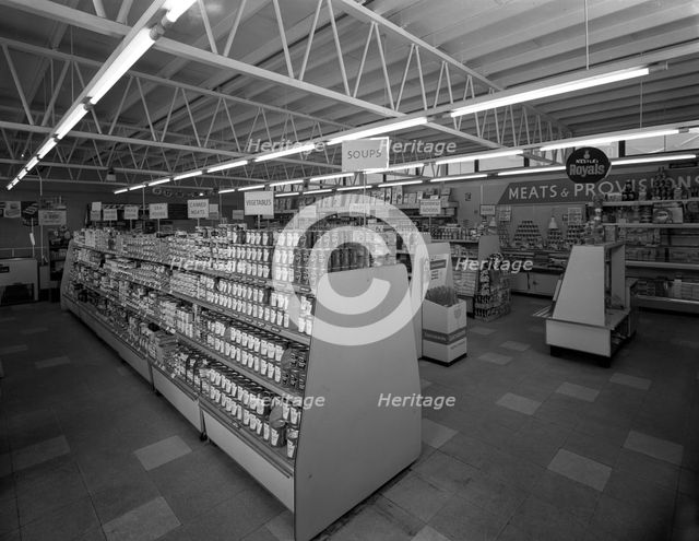 Barnsley Co-op, interior of the Jump Branch, near Barnsley, South Yorkshire, 1961.  Creator: Michael Walters.