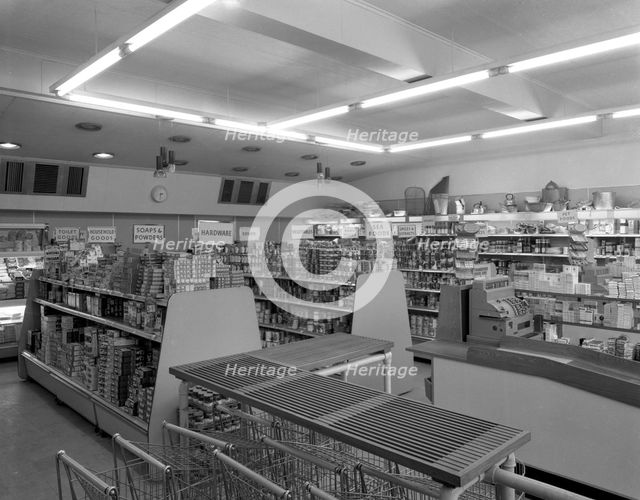 Barnsley Co-op, Park Road branch interior, South Yorkshire, 1961. Creator: Michael Walters.