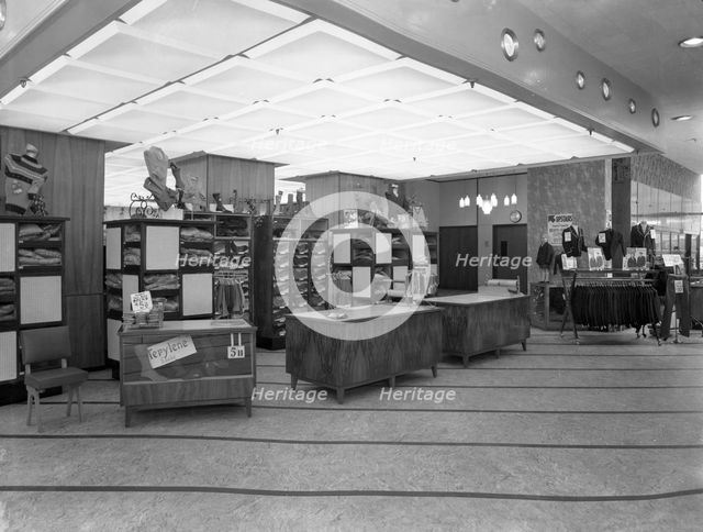 Barnsley Co-operative society, men's tailoring department, South Yorkshire, 1960. Creator: Michael Walters.