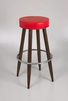 Barstool with red vinyl cover from Muse Bar, the home bar of Isaiah Muse, 1970s. Creator: Unknown