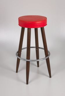 Barstool with red vinyl cover from Muse Bar, the home bar of Isaiah Muse, 1970s. Creator: Unknown