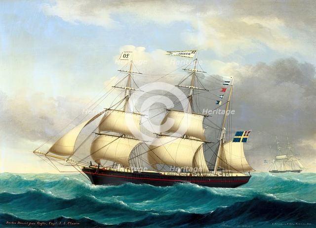 Barque Daniel, 1855. Creator: Petersen & Holm.