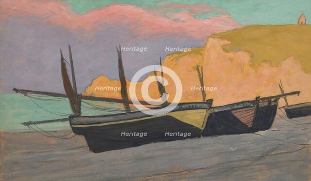 Barques à Étretat, 1902. Creator: Auburtin, Jean Francis (1866-1930).