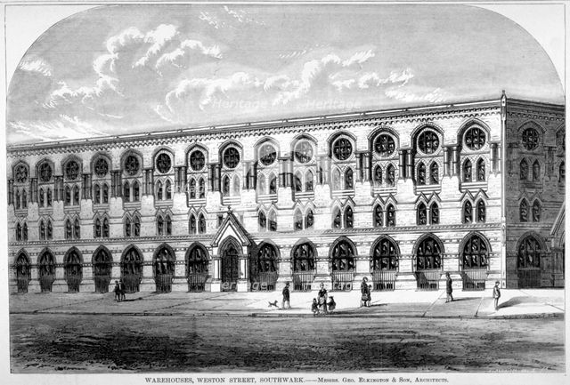 Barrow and Brother's leather Warehouse in Weston Street, Bermondsey, London, 1875. Artist: Anon