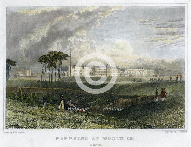 'Barracks at Woolwich, Kent', c1830. Artist: J Hinchliff