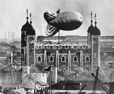 Barrage balloon over the Tower of London, c1939. Creator: Unknown