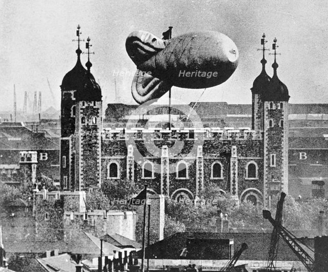 Barrage balloon over the Tower of London, c1939. Creator: Unknown.
