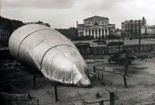 Barrage balloon at the Bolshoi Theatre, Moscow, USSR, 1942