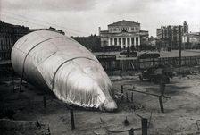 Barrage balloon at the Bolshoi Theatre, Moscow, USSR, 1942