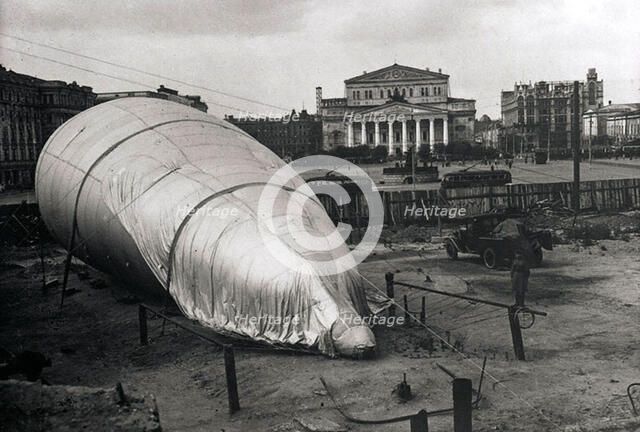 Barrage balloon at the Bolshoi Theatre, Moscow, USSR, 1942. Artist: Unknown