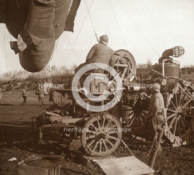 Barrage balloon, Genicourt, northern France, c1914-c1918. Artist: Unknown.