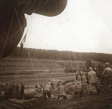 Barrage balloon, Genicourt, northern France, c1914-c1918
