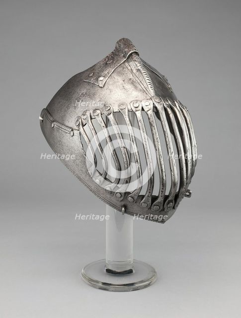 Barred Visor of a Close Helmet for the Gioco del Ponte, Pisa, c. 1600 or later. Creator: Unknown.
