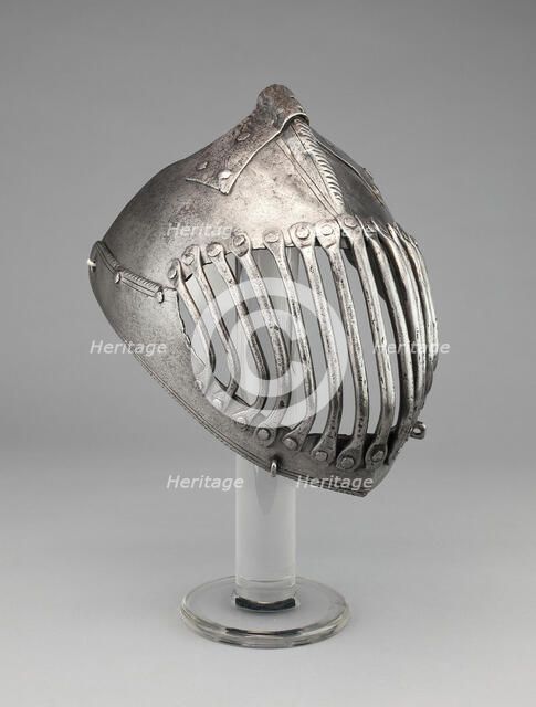 Barred Visor of a Close Helmet for the Gioco del Ponte, Pisa, c. 1600 or later. Creator: Unknown.