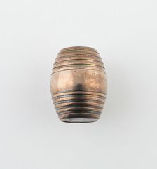 Barrel-Shaped Nutmeg Grater, Denmark, c. 1830. Creator: Unknown