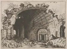 Barrel Vault with Coffering from the series Roman Ruins and Buildings, 1562. Creators: Johannes van Doetecum I, Lucas van Doetecum