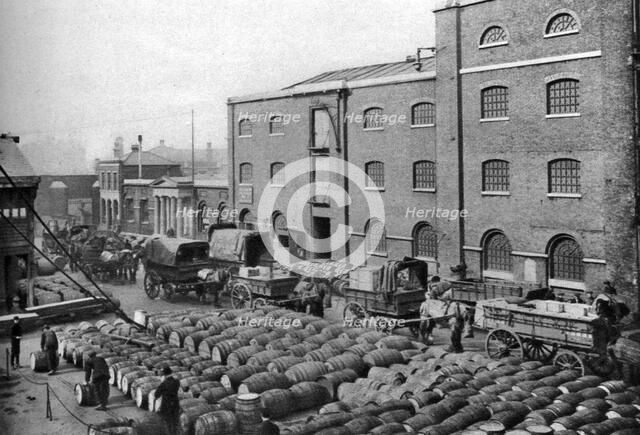 Barrels of molasses, West India Docks, London, 1926-1927. Artist: Langfier Photo