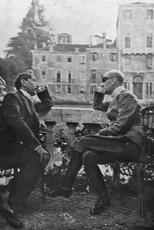 Barres et d'Annunzio; Maurice Barres et Gabriele d'Annunzio a Venise, 18 mai. M.Maurice..., c1916. Creator: Unknown