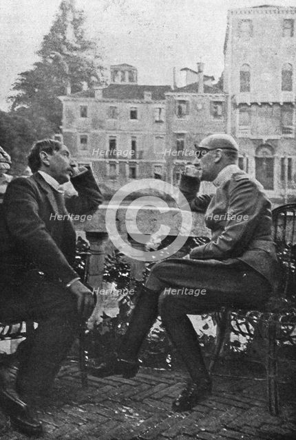 'Barres et d'Annunzio; Maurice Barres et Gabriele d'Annunzio a Venise, 18 mai. M.Maurice..., c1916. Creator: Unknown.