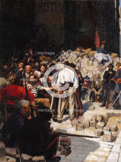Barricade, the Paris Commune, May 1871. Artist: Devambez, André Victor Édouard (1867-1943)