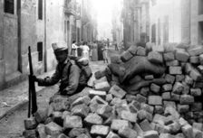 Barricades in the streets of Barcelona during the Tragic Week from 26 to 31 July 1909