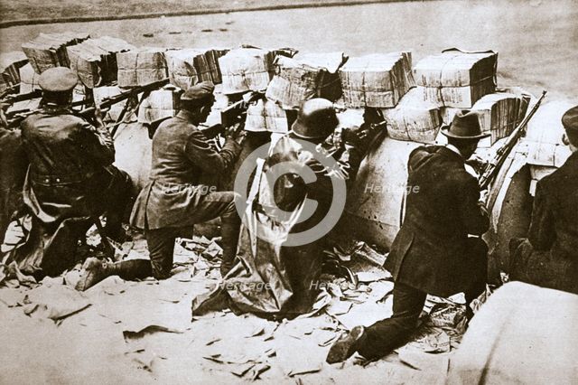 Barricades on a street, German Revolution, Berlin, Germany, c1918-c1919. Creator: Unknown.