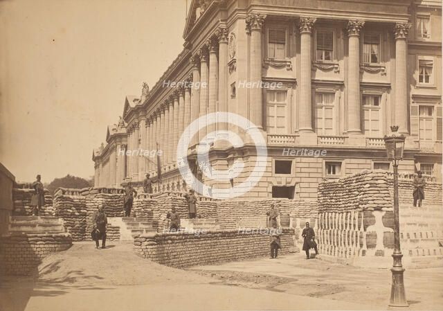 [Barricades pres de Ministere de la Marine et l'Hötel Crillon], 1871. Creator: Hippolyte-Auguste Collard.